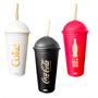 Imagem de Copo shake coca cola com tampa e canudo 500 ml.