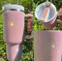 Imagem de Copo Térmico 1200ml Com Strass Brilhante Com Alça Tampa E Canudo