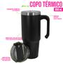 Imagem de Copo Térmico Caneca Alça 890ml Duplo Isolamento Inox Canudo