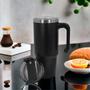 Imagem de Copo Térmico Caneca Alça 890ml Duplo Isolamento Inox Canudo