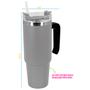 Imagem de Copo Térmico Caneca Alça 890ml Duplo Isolamento Inox Canudo