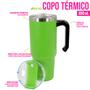 Imagem de Copo Térmico Caneca Alça 890ml Duplo Isolamento Inox Canudo