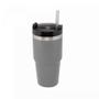 Imagem de Copo Térmico de Aço Inox Parede Dupla SlimTerm com Base Ergonômica e Canudo 590ml Cinza 29569 - Wolff