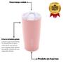 Imagem de Copo Térmico De Aço Inox Rose Com Tampa Parede Dupla 600Ml