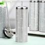 Imagem de Copo Térmico Garrafa 600ml Suco Água Com Brilho Strass Canudo de Aço Inoxidável Kit Limpeza Academia Passeio Caminhada