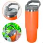 Imagem de Copo Termico Garrafa 890ml Com Tampa Alça E Canudo Flip Inox