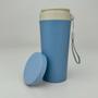 Imagem de Copo Térmico Infantil Azul Bambu Parede Dupla com Alça 310ml