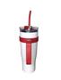 Imagem de Copo Térmico Inox 1200ml Canudo Inox Parede Dupla cor: branco com vermelho