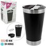 Imagem de Copo termico inox c/ abridor  cerveja  preto 500ml - CASA TEM
