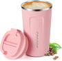Imagem de Copo Térmico Inox Café Chá Anti-vazamento Vacuum 500ml Rosa