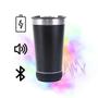 Imagem de Copo Térmico Inox Caixa Som Bluetooth Led Tampa Abridor Musical 420ml Bebida