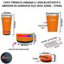 Imagem de Copo térmico laranja c/ caixa som bluetooth e abridor de garrafas aço inox 420ml xdg-298 xtrad