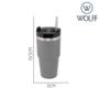 Imagem de Copo Térmico Parede Dupla SlimTerm com Base Ergonômica e Canudo Cinza 590ml Wolff