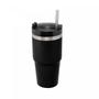 Imagem de Copo Térmico Parede Dupla SlimTerm com Base Ergonômica e Canudo Preto 590ml 
