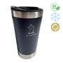 Imagem de Copo Térmico Preto Cerveja Chopp Café Inox Tampa Abridor 473ml