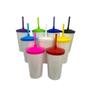 Imagem de Copo Twister Branco Com Tampa Colorida 500Ml Roxo Com 100Un
