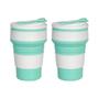 Imagem de Copos de Café Dobráveis de Silicone (12oz) com Tampa - Reutilizáveis e Portáteis