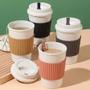 Imagem de Copos de café reutilizáveis com tampas Palha portátil Caneca eco friendl lavar louça Copos de viagem de chá 480ml