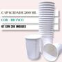 Imagem de Copos de Papel Descartável 200 ml Biodegradável Branco- Kit c/ 200 unid - Ideal para bebidas quentes  ou geladas