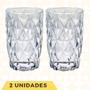 Imagem de Copos De Vidro 370ML Grosso Modelo Diamante P/ Agua Suco 2 UN