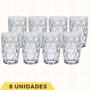 Imagem de Copos De Vidro 370ML Grosso Modelo Diamante P/ Agua Suco 8 UN