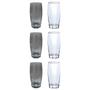 Imagem de Copos de Vidro - 6 Peças - 2 Cores - Cinza e Transparente 370ML