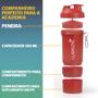 Imagem de Coqueteleira Copo Academia 500ml 3 Em 1 Shakeira Garrafa Shaker Com Mola Compartimentos Para Suplementos Fit
