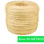 Imagem de Corda De Sisal 8mm Rolo 50 Metros Rasada Arranhador Para Gatos E Artesanato Em Geral