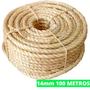 Imagem de  Corda De Sisal Natural 14mm 100 Mts Naval Rasada Trança Arranhador Gatos Decoração Construção