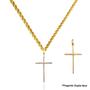 Imagem de Cordão Baiano Colar Com Pingente de Cruz Palito Ouro 18k 50 cm