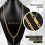 Imagem de Cordão banhado aço inox + pulseira grumet moda masculina estiloso social casual presente religioso original