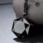 Imagem de Cordão Colar Hexagrama Com Pingente Negro Obsidian Stone