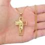 Imagem de Cordão Corrente 60 cm Masculino Pingente Cruz Jesus Oração Folheado a Ouro 18 k