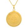 Imagem de Cordão Corrente 60 cm Pingente Medalha Cruz Pai Nosso Semijoia Folheada a Ouro 18k