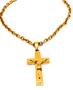Imagem de Cordão Elo Media 70Cm Banhado Ouro 18K Com Pingente Cristo