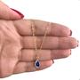 Imagem de Cordão Feminino Singapura Ouro 18k 45cm Gota Zircônia Azul Safira