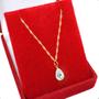 Imagem de Cordão Feminino Singapura Ouro 18k 45cm Gota Zircônia Branco
