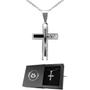 Imagem de cordão prata aço inox + caixa + crucifixo pai nosso estiloso original presente casual religioso social qualidade premium