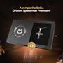 Imagem de cordão prata aço inox + caixa + crucifixo pai nosso estiloso original presente casual religioso social qualidade premium