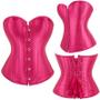 Imagem de Corpete Corset Corselet Espartilho Cinta Rosa Pink M645