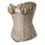 Imagem de Corpete Corset Corselet Espartilho Modela Cintura Bojo Sanfonado Floral Palha Creme M357