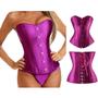 Imagem de Corpete Corset Corselet Espartilho Modela Cintura Poliéster Tam 38 a 54 Cores