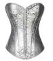 Imagem de Corpete Corset Corselet Espartilho Reduz Medidas Valoriza Busto Festa Couro Prata M93