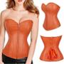 Imagem de Corpete Corset Corselet Redutor Modelada Cintura Valoriza Busto Zíper Couro Laranja M653