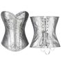 Imagem de Corpete Corset Corselet Redutor Modelador Festa Couro Prata M93