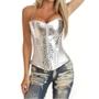 Imagem de Corpete Corset Corselet Redutor Modelador Festa Couro Prata M93