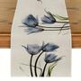 Imagem de Corredor de Mesa de Linho com Estampa de Tulipa - Estilo Rústico para Decoração de Jantar (13x70 Polegadas)