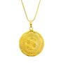 Imagem de Corrente Colar 60 cm Masculino Pingente Medalha Mandala Flor de Lotus Banhado a Ouro 18k