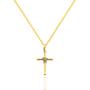 Imagem de Corrente Cordão Maciça Com Cruz Crucifixo Palito 2 Cores Ouro 18k
