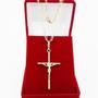 Imagem de Corrente Cordão Masculina 70cm 2mm Crucifixo Face Folheado Ouro. Cod: 1784/1985